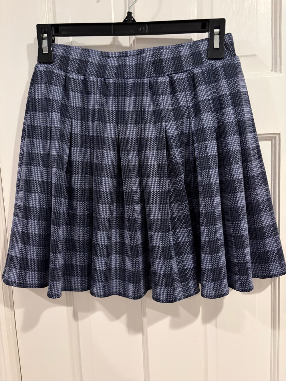 Elodie Navy and Light Blue Plaid Skater Skirt